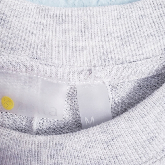 Zella Carey Crewneck High/Low Sweatshirt In Heathered White - Picture 5 of 8